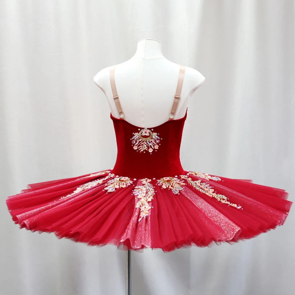 Vestido tut&uacute; de ballet con adornos florales | Opciones rojo/rosa/amarillo | Tallas para ni&ntilde;os y adul
