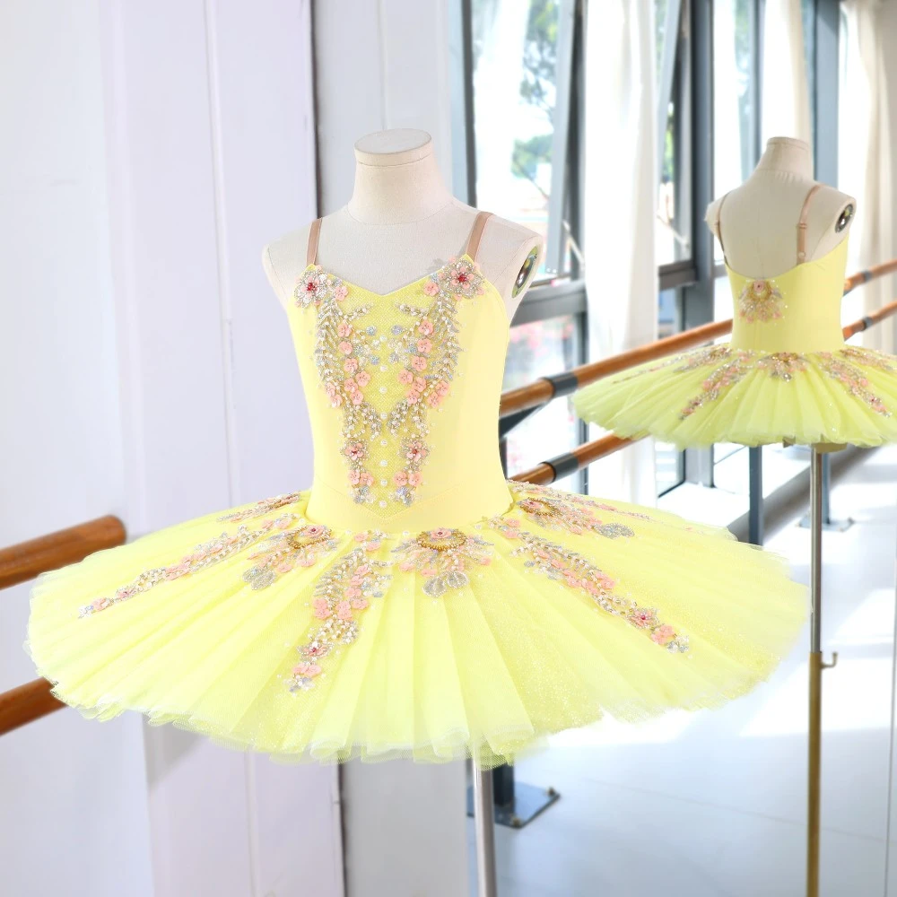 Vestido tut&uacute; de ballet con adornos florales | Opciones rojo/rosa/amarillo | Tallas para ni&ntilde;os y adul