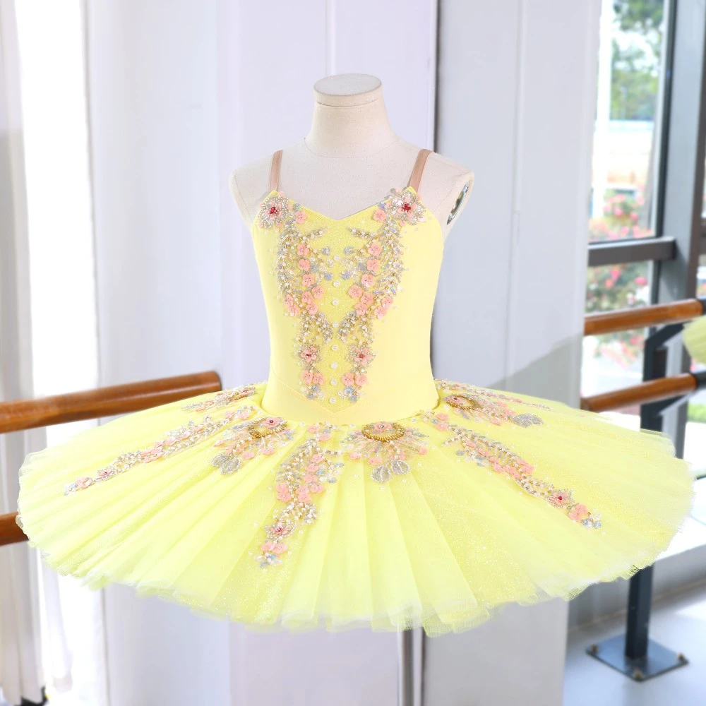 Vestido tut&uacute; de ballet con adornos florales | Opciones rojo/rosa/amarillo | Tallas para ni&ntilde;os y adul