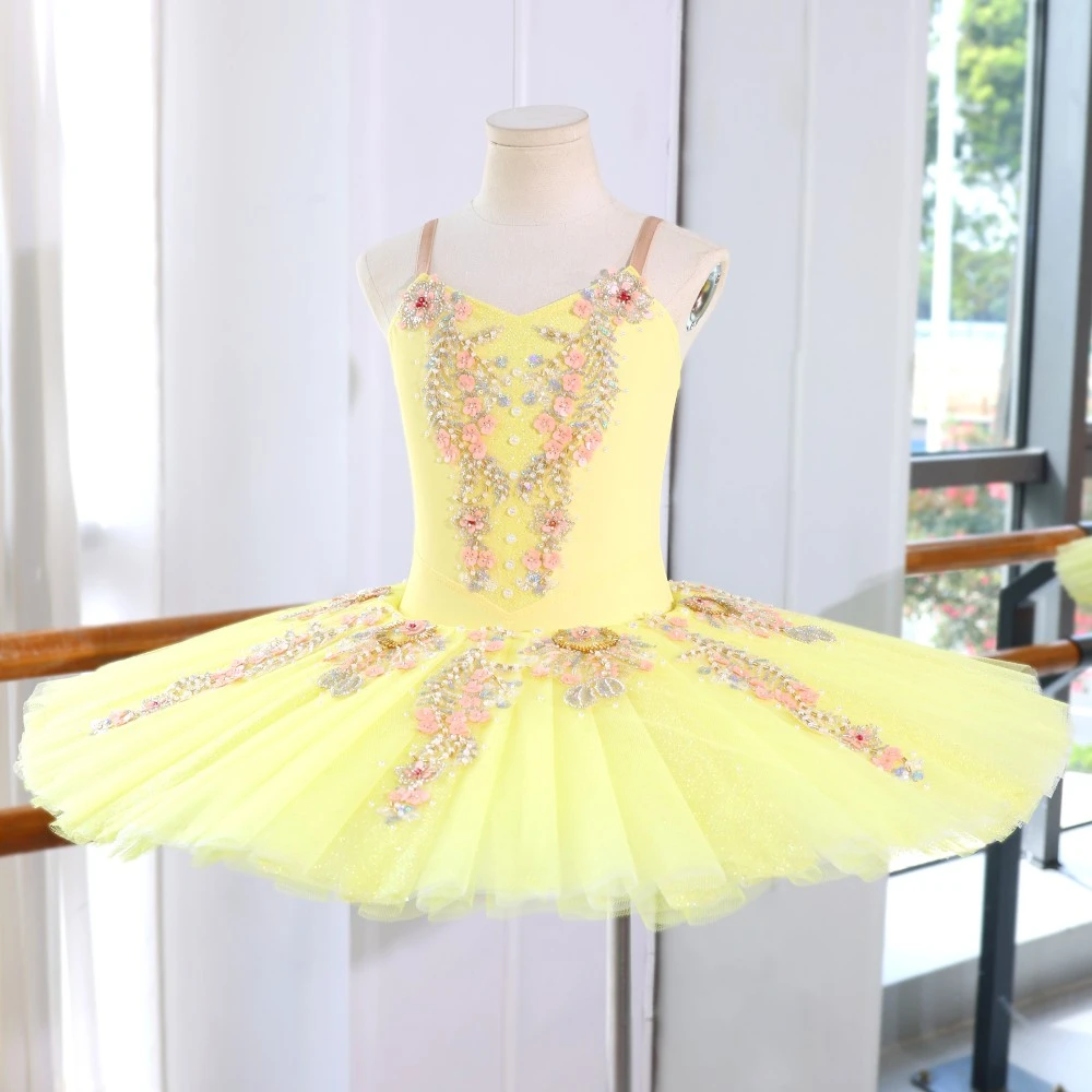 Vestido tut&uacute; de ballet con adornos florales | Opciones rojo/rosa/amarillo | Tallas para ni&ntilde;os y adul