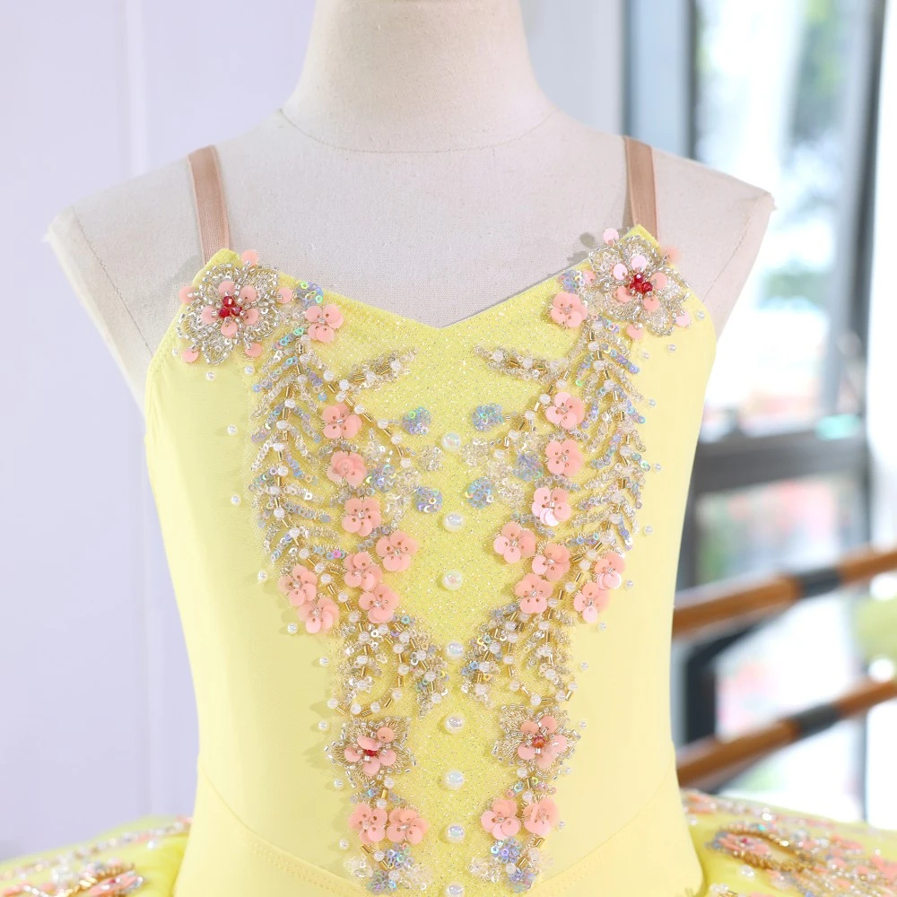 Vestido tut&uacute; de ballet con adornos florales | Opciones rojo/rosa/amarillo | Tallas para ni&ntilde;os y adul