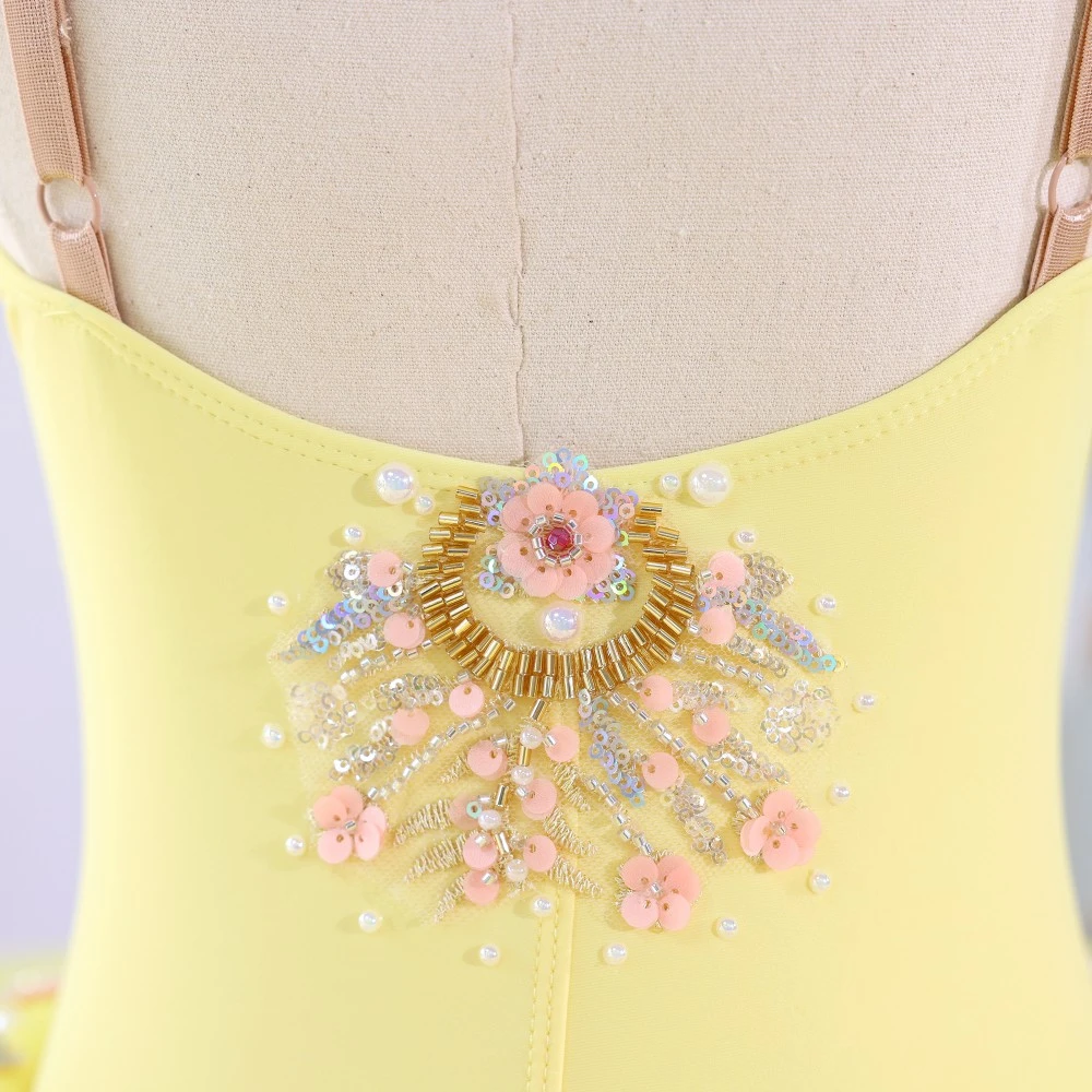Vestido tut&uacute; de ballet con adornos florales | Opciones rojo/rosa/amarillo | Tallas para ni&ntilde;os y adul