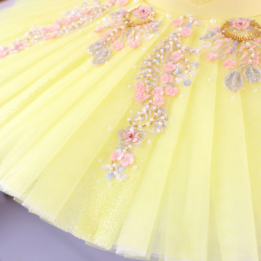 Vestido tut&uacute; de ballet con adornos florales | Opciones rojo/rosa/amarillo | Tallas para ni&ntilde;os y adul