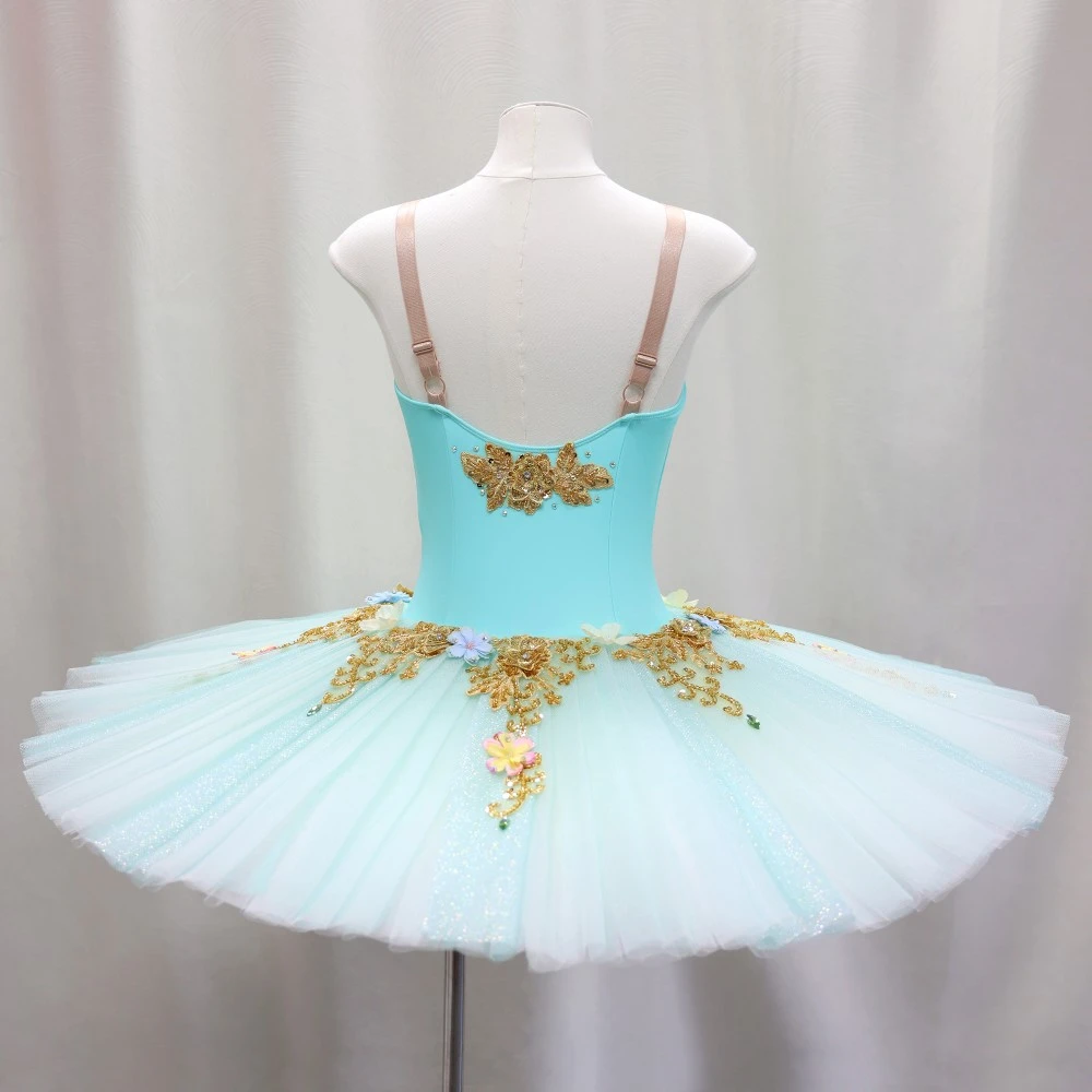 Vestido de tut&uacute; de ballet con adornos florales en 3D | Opciones de amarillo/rosa/turquesa-BLT1723