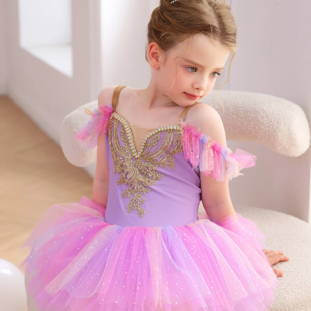 Vestido tut&uacute; de princesa con leotardo de ballet de encaje rosa para ni&ntilde;as-ALP023