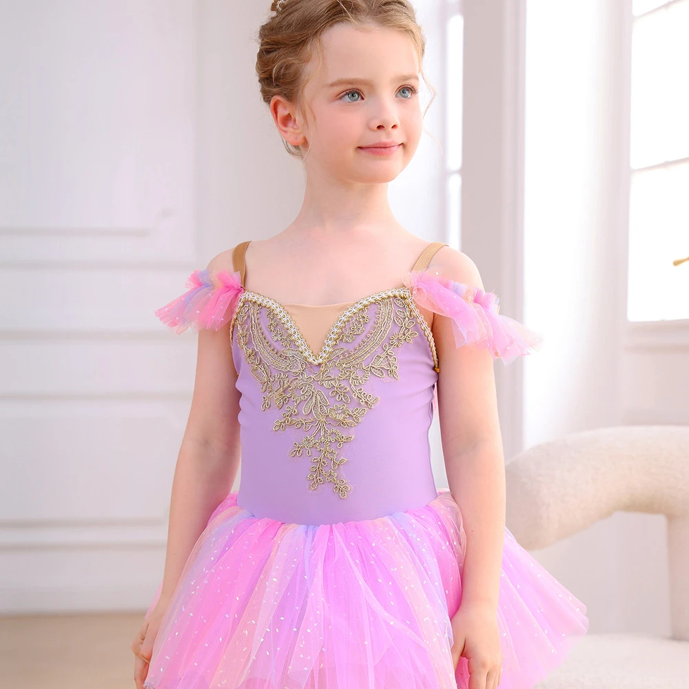 Vestido tut&uacute; de princesa con leotardo de ballet de encaje rosa para ni&ntilde;as-ALP023
