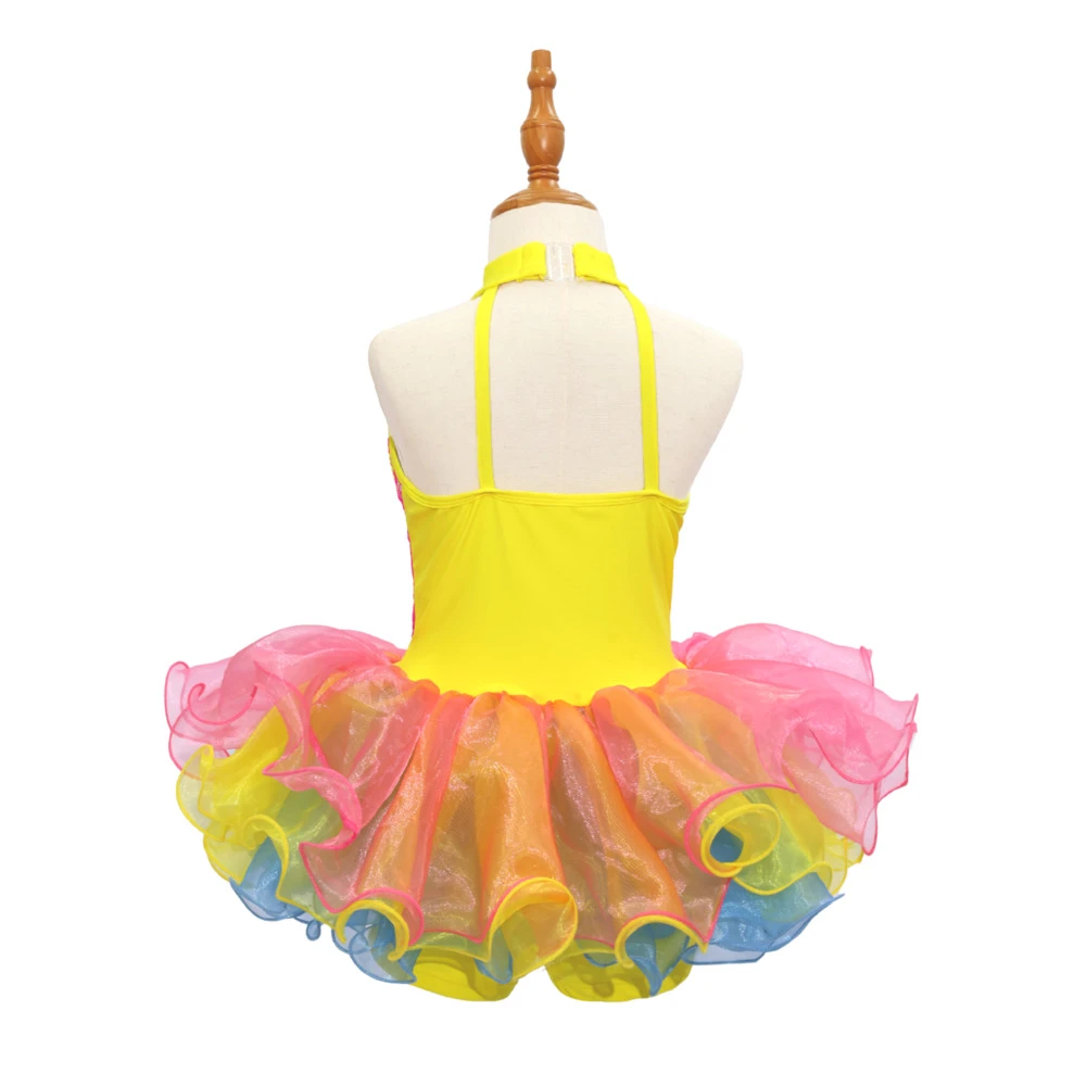 Traje de baile de jazz para ni&ntilde;os con lentejuelas arco&iacute;ris-JSP018