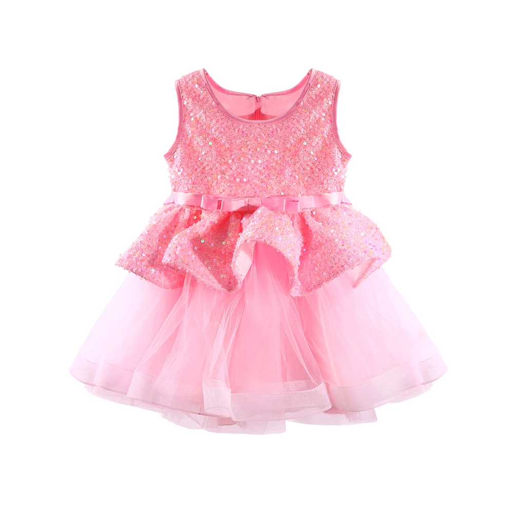 Vestido de princesa con lentejuelas rosa para ni&ntilde;as Bata-XGZ8002