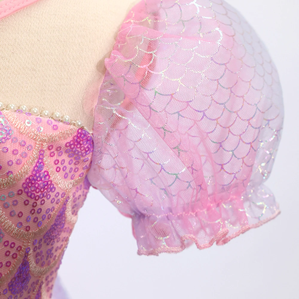 Princesa sirena rosa para ni&ntilde;as Vestido-ALP0113