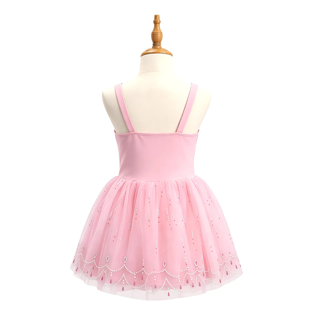 Vestido de princesa rosa y azul para ni&ntilde;a, tut&uacute; con ribete de encaje brillante, sin mangas Disfraz-A
