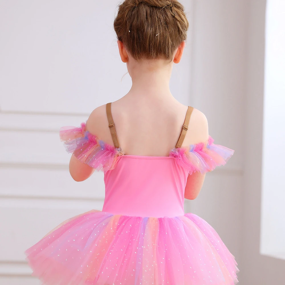 Vestido tut&uacute; de princesa con leotardo de ballet de encaje rosa para ni&ntilde;as-ALP023