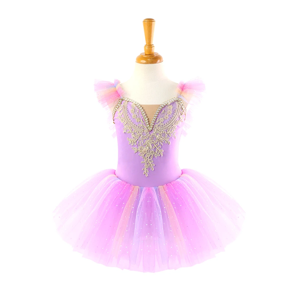 Vestido tut&uacute; de princesa con leotardo de ballet de encaje rosa para ni&ntilde;as-ALP023
