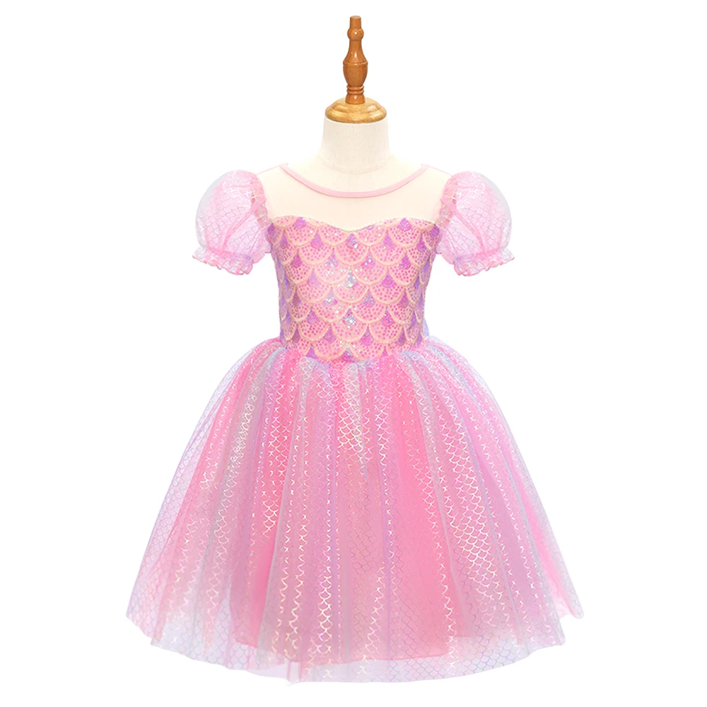 Princesa sirena rosa para ni&ntilde;as Vestido-ALP0113