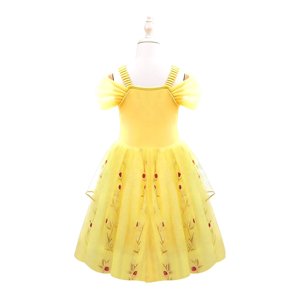 Vestido de princesa rosa amarilla para ni&ntilde;as, vestido de baile de cuento de hadas para ni&ntilde;os Disfraz