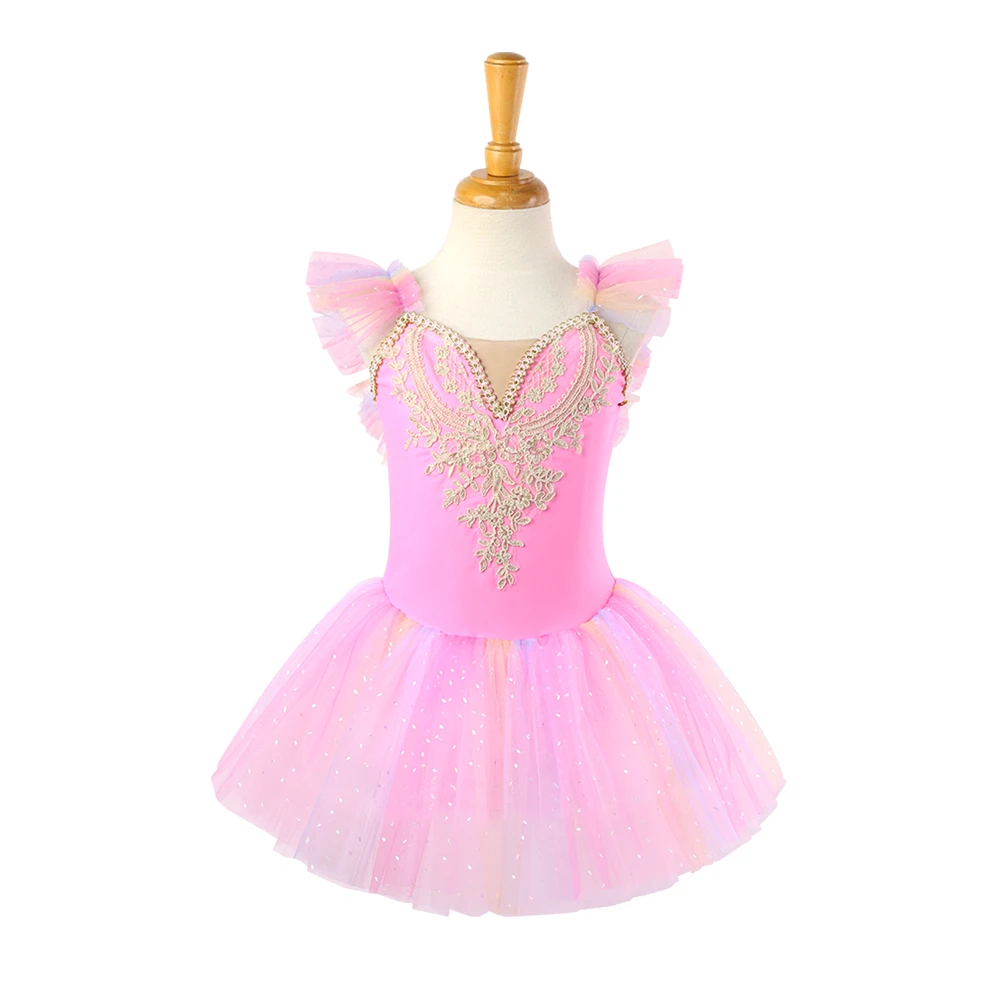 Vestido tut&uacute; de princesa con leotardo de ballet de encaje rosa para ni&ntilde;as-ALP023