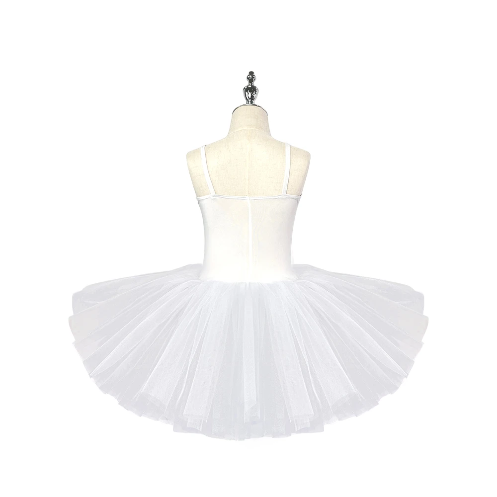Vestido tut&uacute; de ballet con cisne blanco para ni&ntilde;as, leotardo sin mangas con bordado de lentejuelas p
