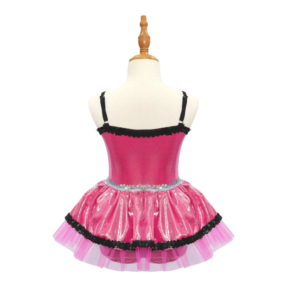 Traje de baile de jazz para ni&ntilde;os rosa met&aacute;lico-JSP011