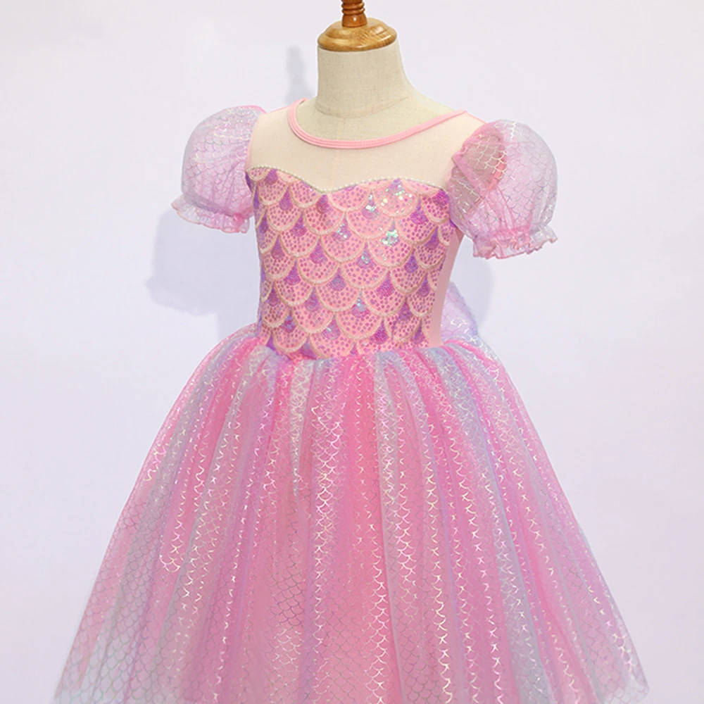 Princesa sirena rosa para ni&ntilde;as Vestido-ALP0113