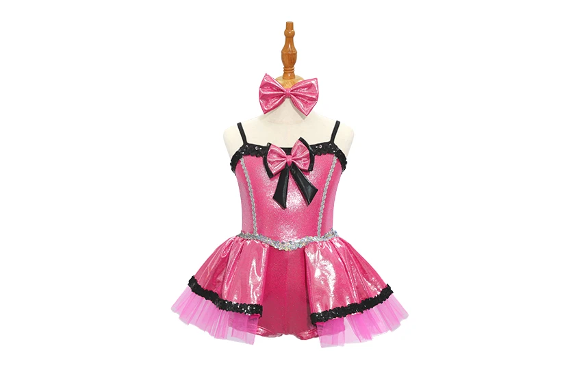 Traje de baile de jazz para ni&ntilde;os rosa met&aacute;lico-JSP011