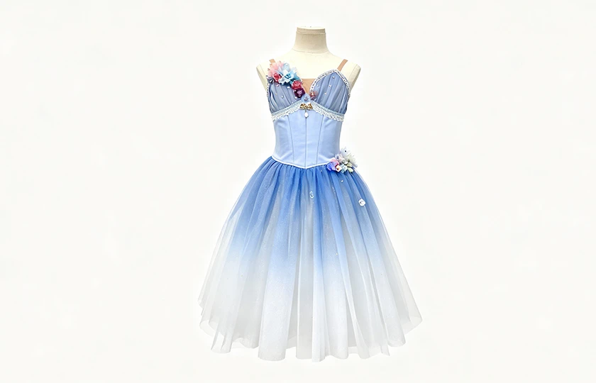 Vestido de tut&uacute; de ballet floral degradado azul | R1328
