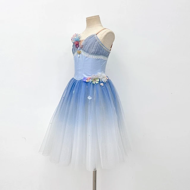 Vestido de tut&uacute; de ballet floral degradado azul | R1328