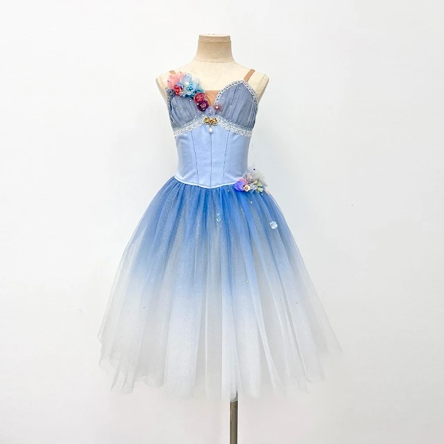 Vestido de tut&uacute; de ballet floral degradado azul | R1328