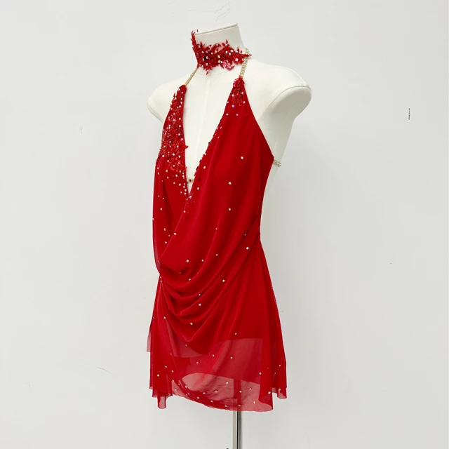 Vestido de danza l&iacute;rica halter rojo | G0105