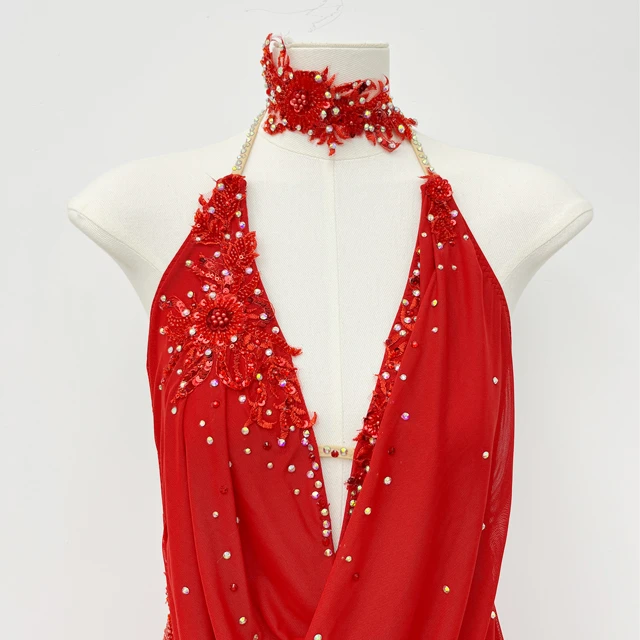 Vestido de danza l&iacute;rica halter rojo | G0105