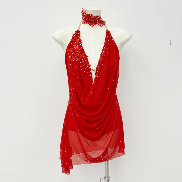 Vestido de danza l&iacute;rica halter rojo | G0105