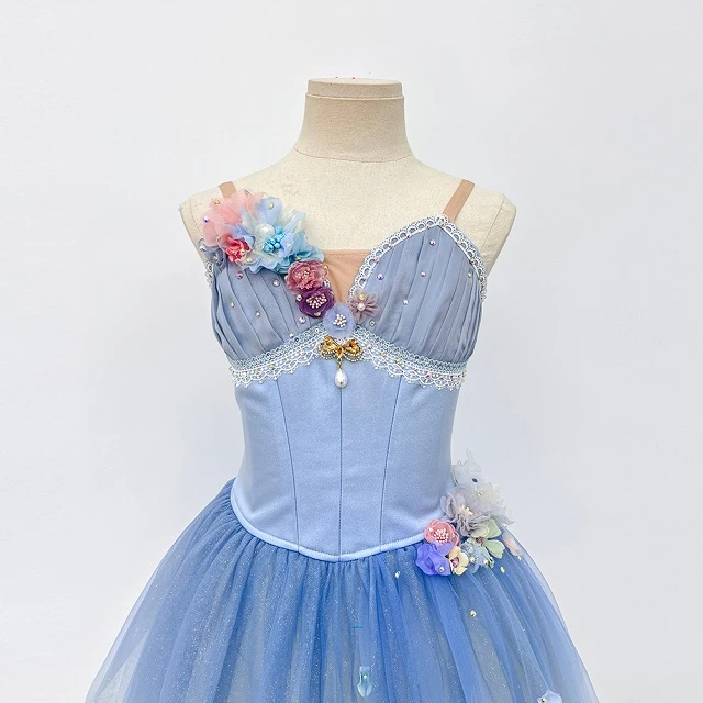 Vestido de tut&uacute; de ballet floral degradado azul | R1328