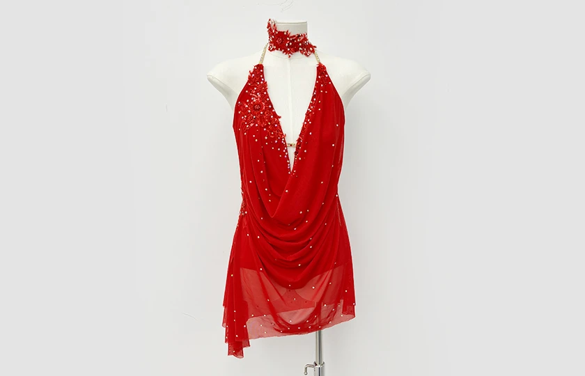 Vestido de danza l&iacute;rica halter rojo | G0105