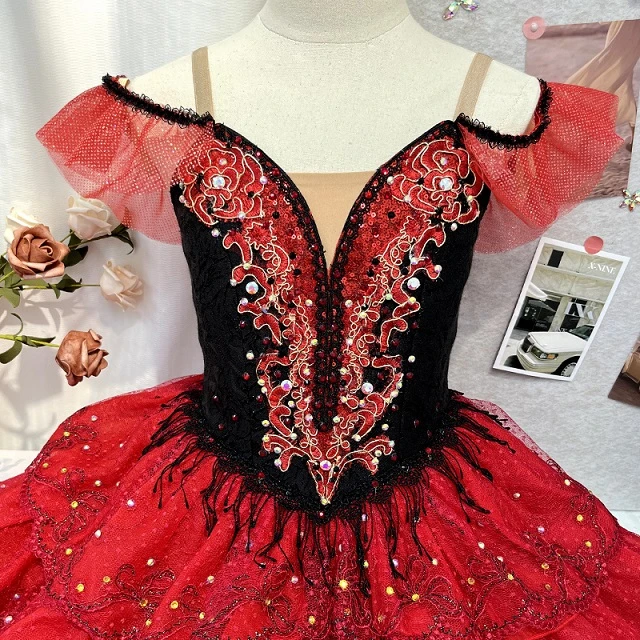 Vestido tut&uacute; de ballet rojo con personaje de Don Quijote | R0750