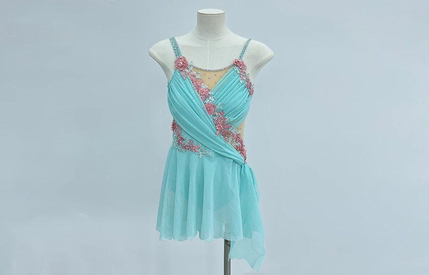 Vestido de baile l&iacute;rico floral azul cielo | R0978