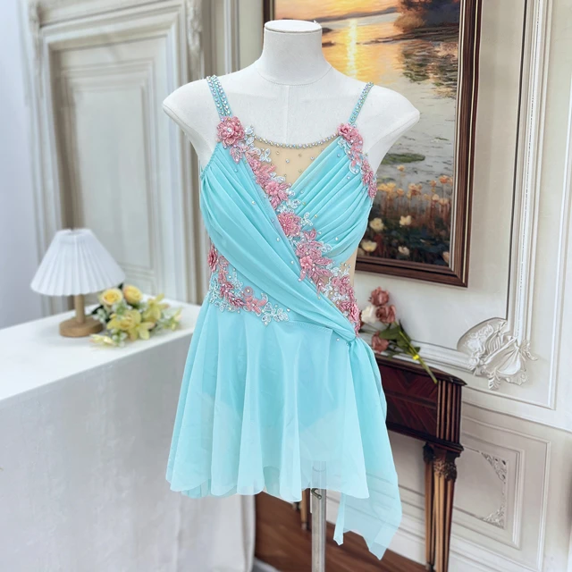 Vestido de baile l&iacute;rico floral azul cielo | R0978