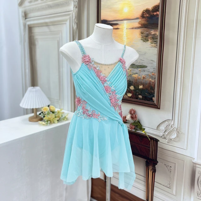 Vestido de baile l&iacute;rico floral azul cielo | R0978