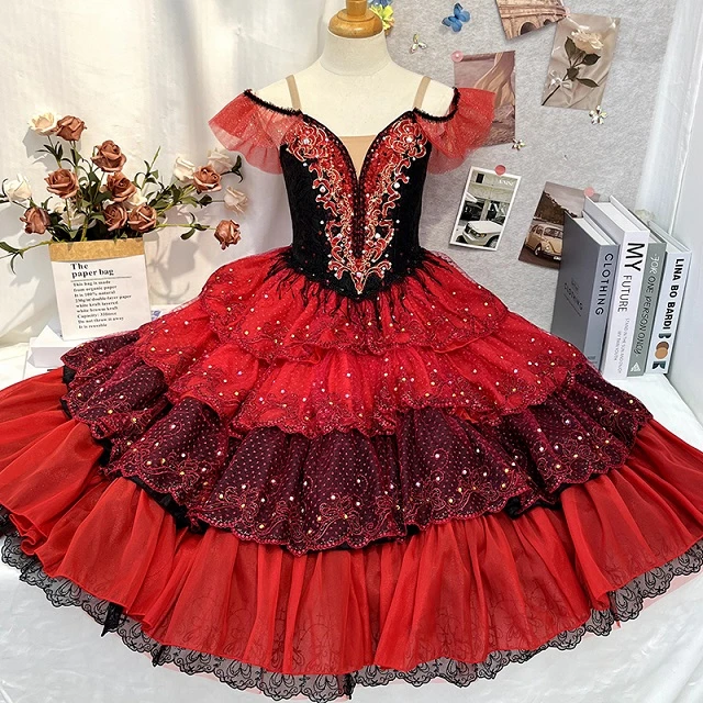 Vestido tut&uacute; de ballet rojo con personaje de Don Quijote | R0750