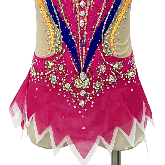 Leotardo de gimnasia r&iacute;tmica con bloques de color magenta | G0117