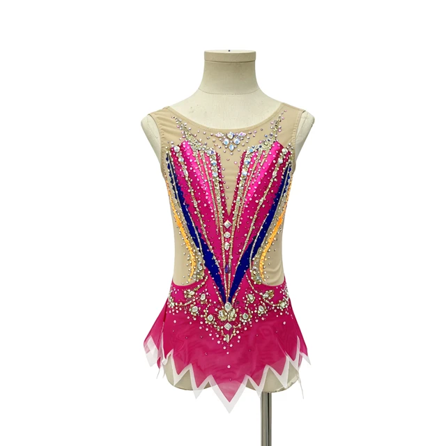 Leotardo de gimnasia r&iacute;tmica con bloques de color magenta | G0117