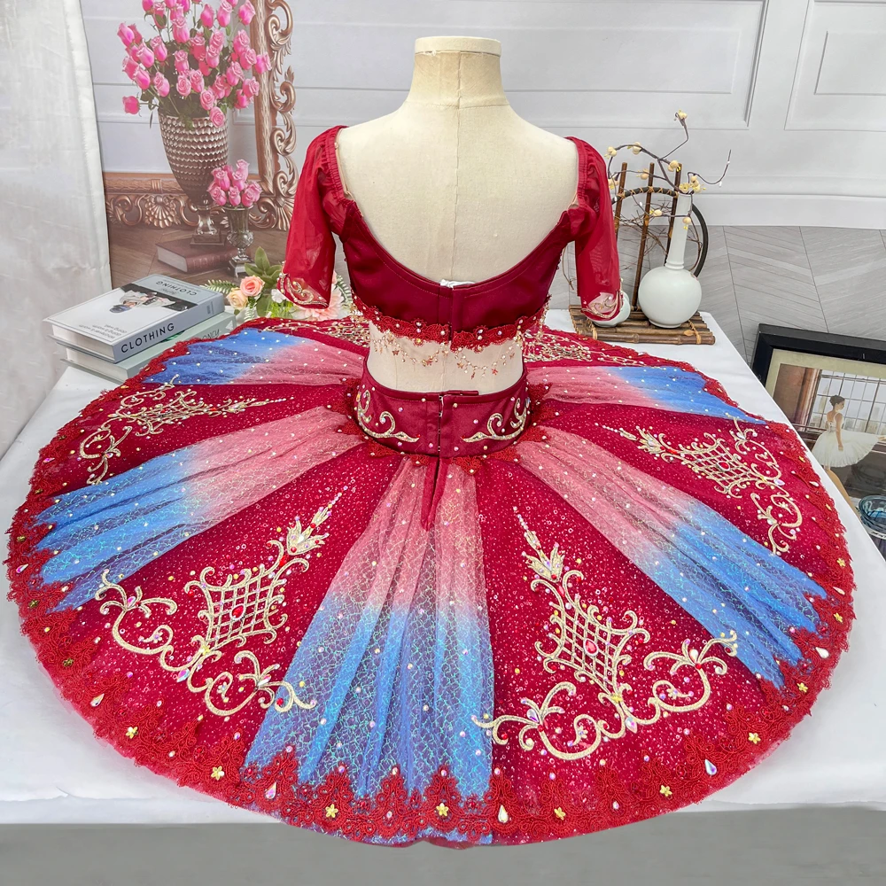 Tut&uacute; de tortitas de dos piezas en ombr&eacute; rojo azul | T1520