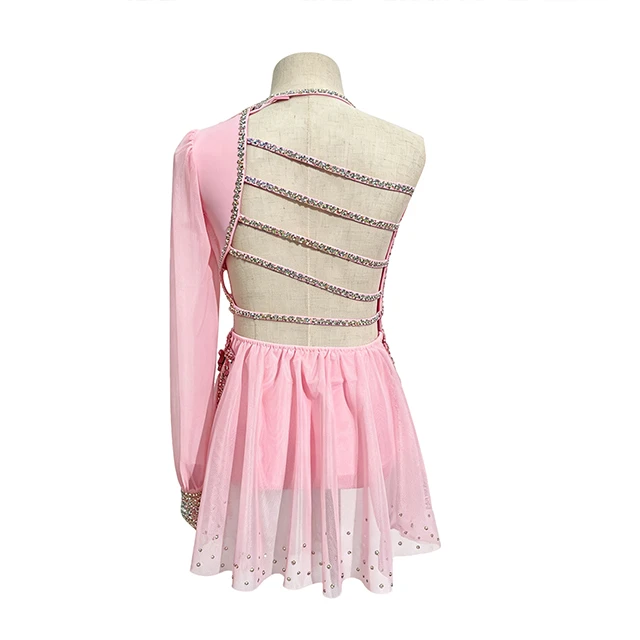 Traje de danza l&iacute;rica asim&eacute;trica floral rosa | BLC1370