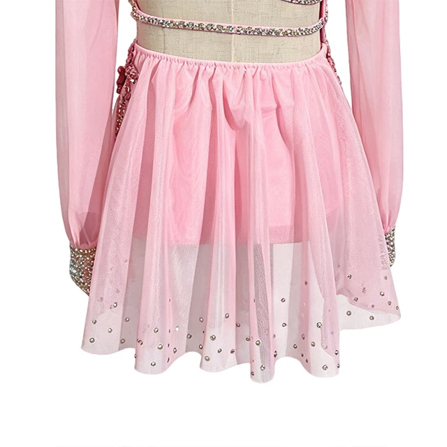 Traje de danza l&iacute;rica asim&eacute;trica floral rosa | BLC1370