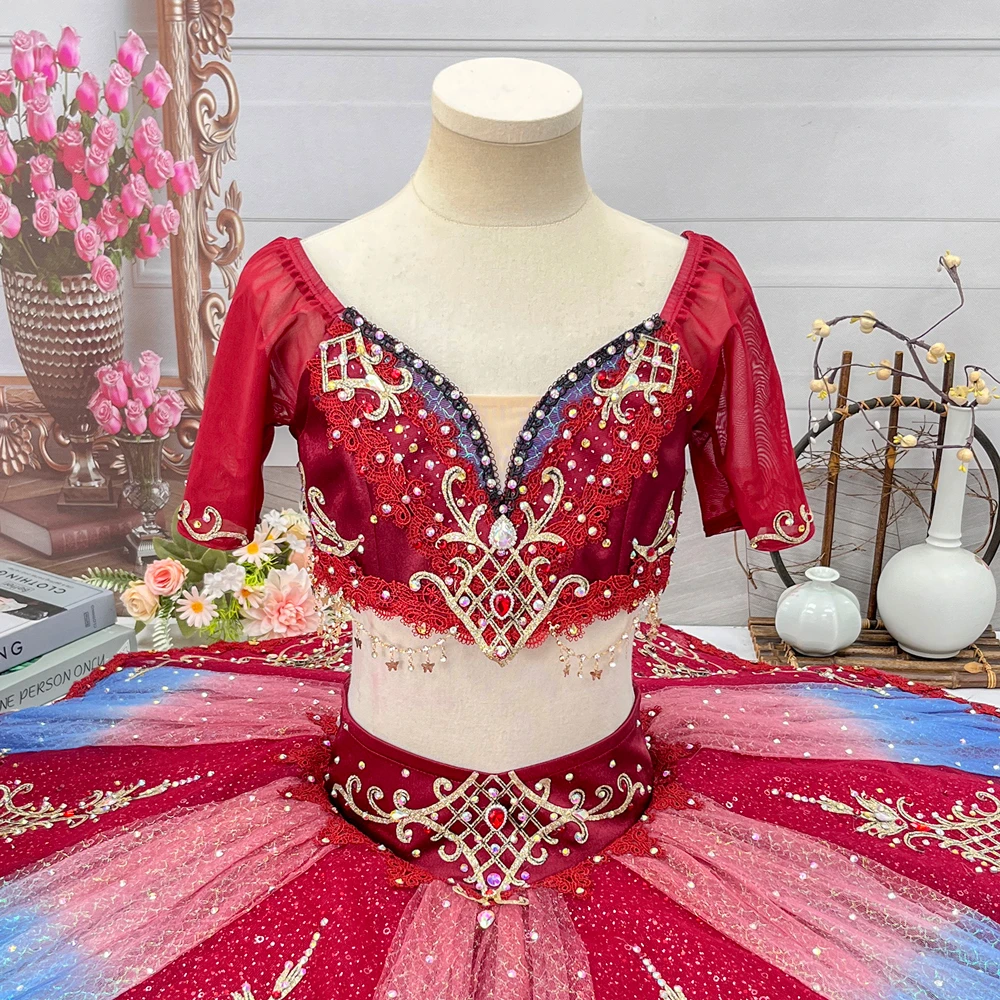 Tut&uacute; de tortitas de dos piezas en ombr&eacute; rojo azul | T1520