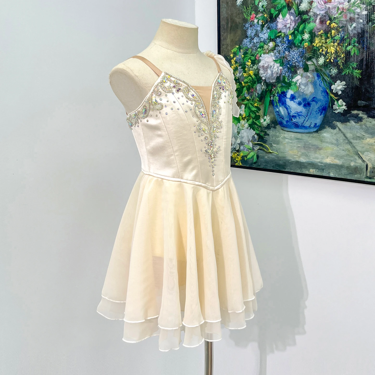 Vestido de ballet de gasa adornado con diamantes de imitaci&oacute;n para espect&aacute;culo | R0320