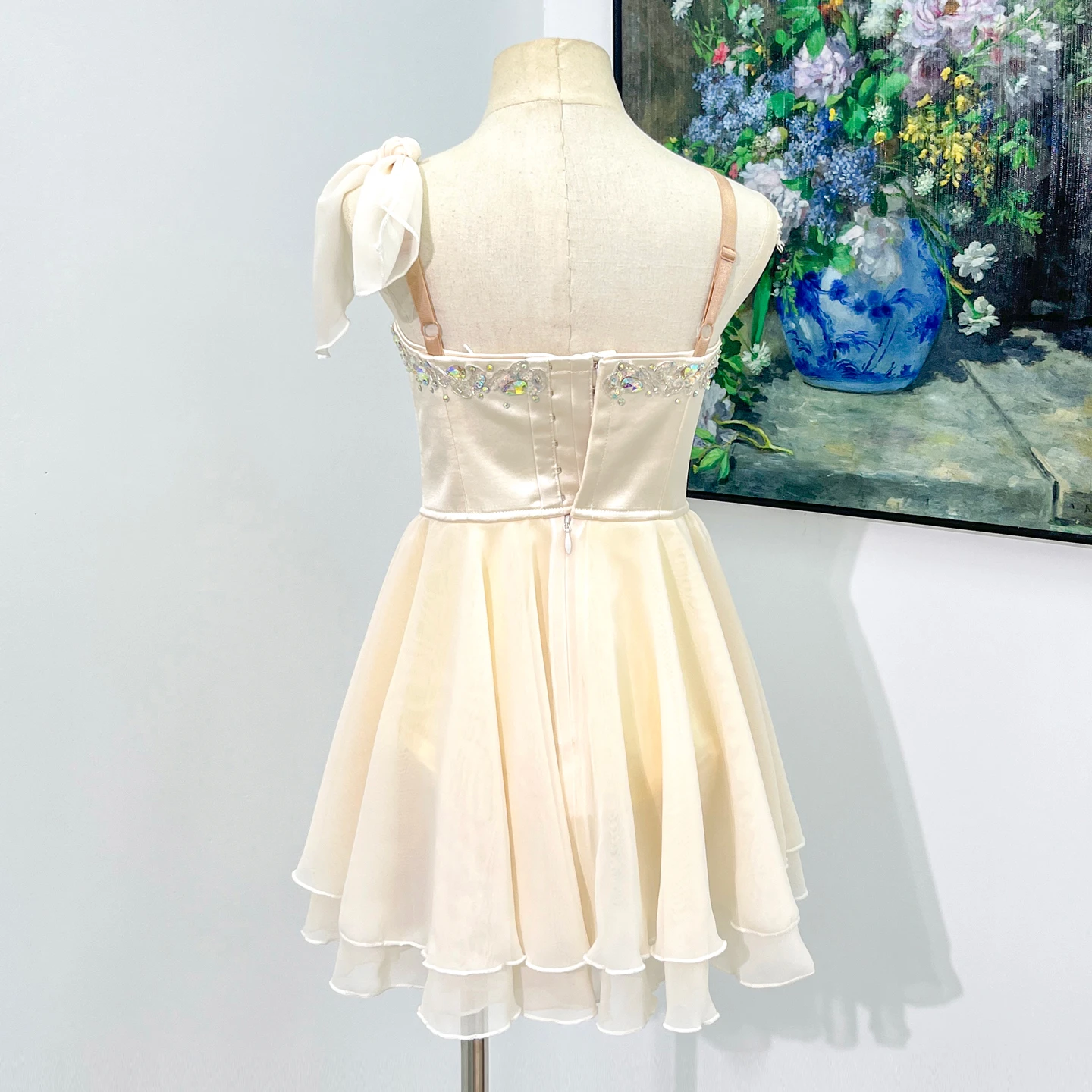 Vestido de ballet de gasa adornado con diamantes de imitaci&oacute;n para espect&aacute;culo | R0320