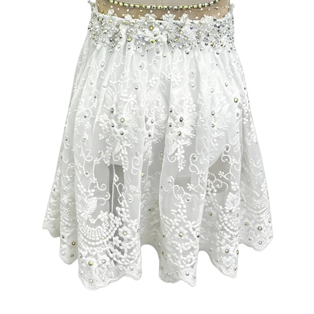 Vestido de baile l&iacute;rico con adornos de diamantes de imitaci&oacute;n y halter blanco | BLC1374