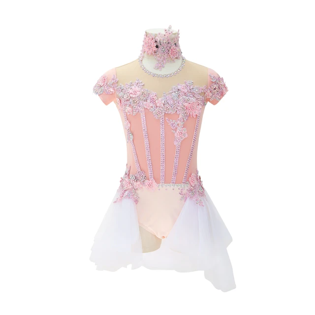Vestido de baile l&iacute;rico con diamantes de imitaci&oacute;n florales rosas | BLC0482