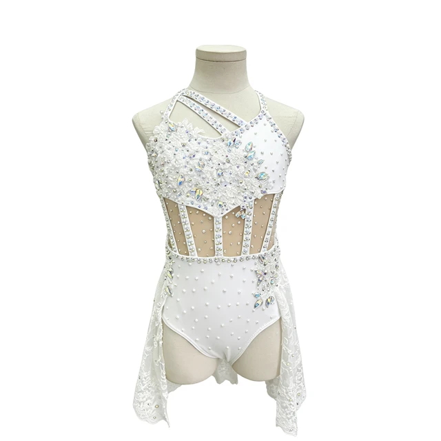 Vestido de baile l&iacute;rico con adornos de diamantes de imitaci&oacute;n y halter blanco | BLC1374