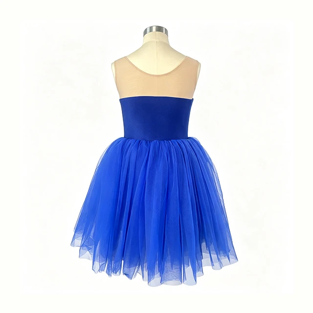 Royal Blue Sequin Floral Applique Ballet Dress | XGZ0250